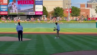 September 14, 2024 - Razor Shines Throws Out First Pitch at Indianapolis Indians Game