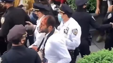 Anti-Israel protesters in New York City hit a Jewish man in the head with a chair.