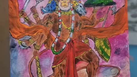 Panchmukhi Hanuman ji acrylic painting