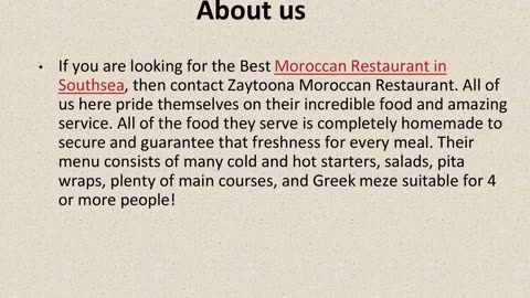 Best Moroccan Restaurant in Southsea.