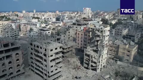 FOOTAGE: Drone view of destruction in Gaza. If they dont surrender everything will be leveled.