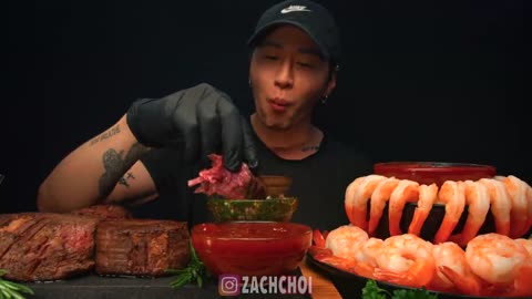 ASMR FILET MIGNON & SHRIMP COCKTAIL MUKBANG 먹방 | COOKING & EATING SOUNDS | Zach Choi ASMR