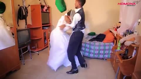 Wedded couple fight