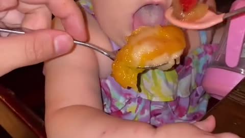 Cutest baby trying to eat something special