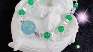 GN-20240925-03 Real triangle S925 silver bracelet women's Milky blue aquamarine chrysoprase bead