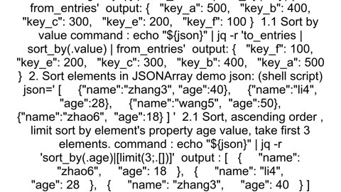 How to sort a json file by keys and values of those keys in jq