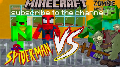 Spiderman and Mikey vs Zombie apocalypse in minecraft!!!