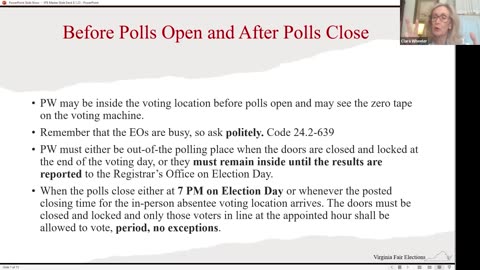 Virginia Fair Elections - Officer of Elections and Poll Watcher Training (Part A)