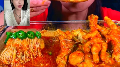 SPICY MEATBALL CHICKEN FEET ENOKI MASSIVE #eating #food #cooking #reels #trend #fyp #asmr (8)