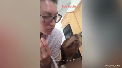 Dog hiest her mom food