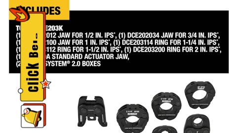 DEWALT Press Kit Tool Kit, Press Rings and Jaw, 1/2 to 2 Inch (DCE203K)