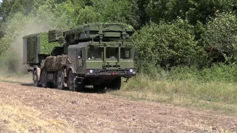 The crew of the Russian Mobile Artillery Reconnaissance Radar Complex performs tasks