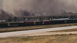 Fire threatens Hanna, Wyoming