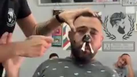 Guy squirms and screams while getting facial and nose hair waxed 😂