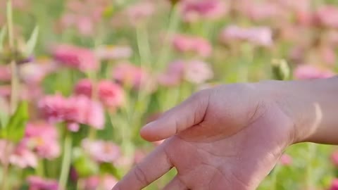 A girl with beautiful flowers