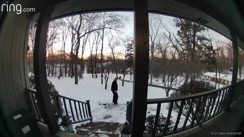 Doorbell Cam Captures Man's Slip and Fall on Icy Steps