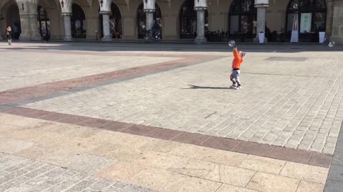 Cute Baby chasing bubbles