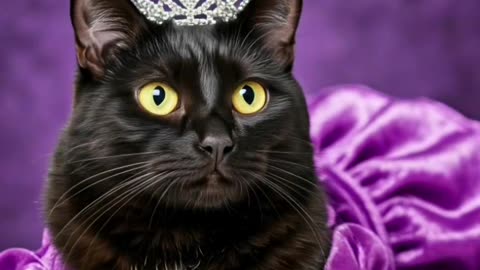 cute princess cat in purple dress