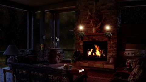 Rain Ambience and Fireplace Sounds for Stress-Free Unwinding and Relaxation - 1 Hour 32 Minutes