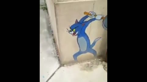 Funny drawing of Tom and Jerry