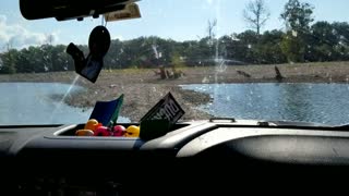 Crossing the water below the dam at Disney