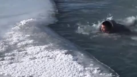 Frigid Fall Into Freezing Water