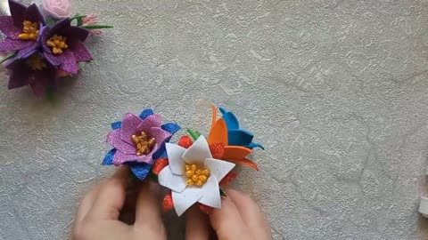 DIY 🌺 flower made of glitter foamiran🌺 craft diy