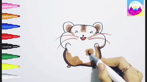 Whiskers & Watercolors: How to Draw and Color a Cute Hamster 🐹 | Kids' Drawing Tutorial 🎨✏️