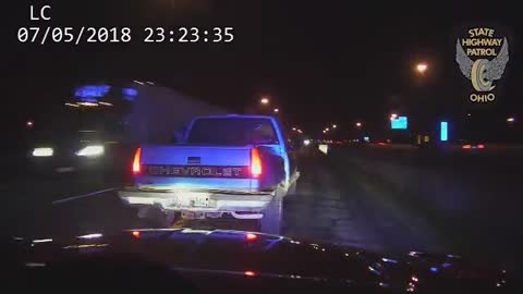 Dashcam Captures Wrong Way Driver Almost Hits Ohio Trooper Head-on