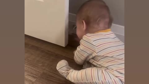 Cute baby playing with door nob #rumble