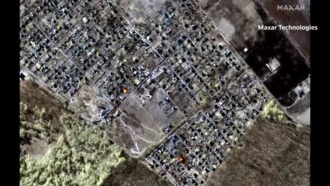 Satellite images show bombing northwest of Kyiv