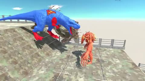 SUPERMAN T-REX DEATH FALL - Animal Revolt Battle Simulator