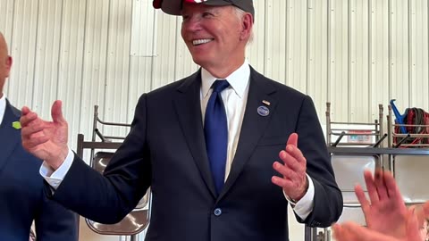 Joe Biden Wears a Red TRUMP Hat!