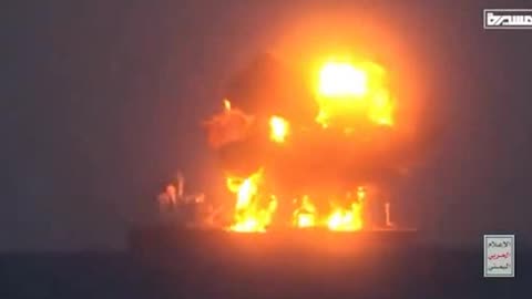 The jihad is now Houthi Attack Blows up Greek Oil Tanker in the Red Sea, UP IN FLAMES. Allah Akbar! WW3 holy war !