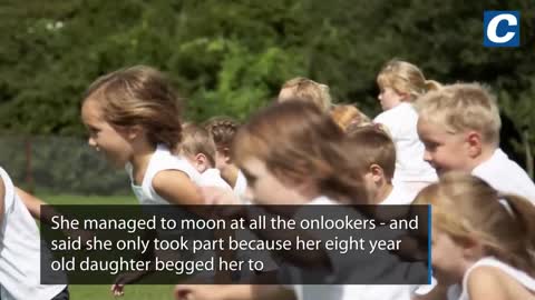 Mum faceplants during school sports day race