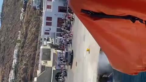 world champion jet arrival in the port of Mykonos