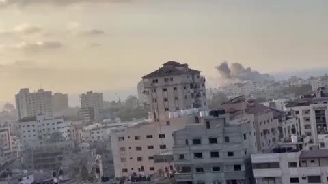 Large explosion caused by an Israeli air attack hits residential area in Gaza