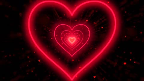 169. Heart Background❤️Red Heart Heart Tunnel Neon Lights Love Heart Tunnel Loop