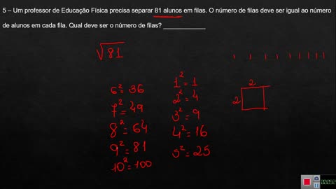 Sefa 6º Ano - Revisão Matemática – Capítulo 1 - Parte 3 - Radiciação - Nº 1, 2, 3, 4 e 5.