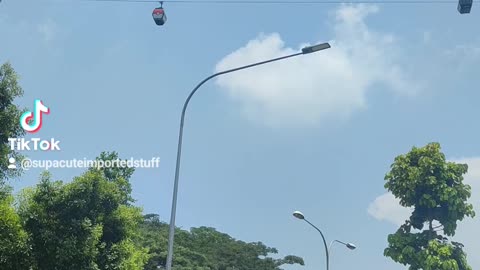 ...cable cars passing slowly overhead in Singapore