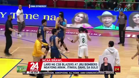 Laro ng CSB Blazers at JRU Bombers ngayong araw, itinigil dahil sa gulo | 24 Oras