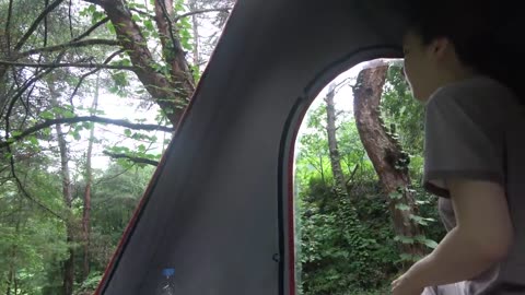 Mysterious forest in the Rain solo relaxing camping _ Jeep wrangler camping setup