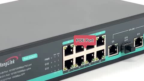 Wanglink 10/100/1000mbps 8 port poe and 2 RJ45 uplink 2 SFP slot PoE Switch