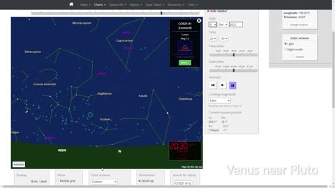 2021-11-28 Venus Elongation 19 - Comet Leonard Simulation