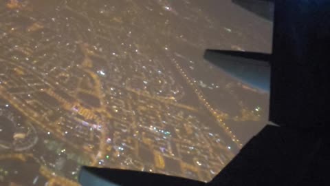 Night view of kuwait City from Flight