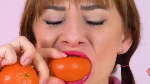 ASMR Eating Orange Food Emoji Mukbang