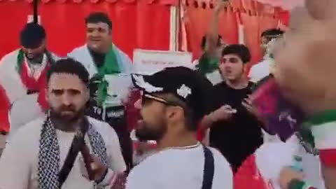 Iran fans shouting “Palestine” in front of an Israeli TV correspondent at FIFA World Cup 2022