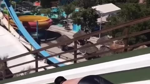 That was a big splash 😳 #comedy #humor #funny #lol #viral #waterslide #water #splash