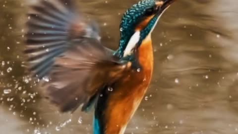 Kingfisher bird hunting a fish 🐠