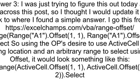 Multiple cell selection in VBA using ActiveCellOffset0 1Value